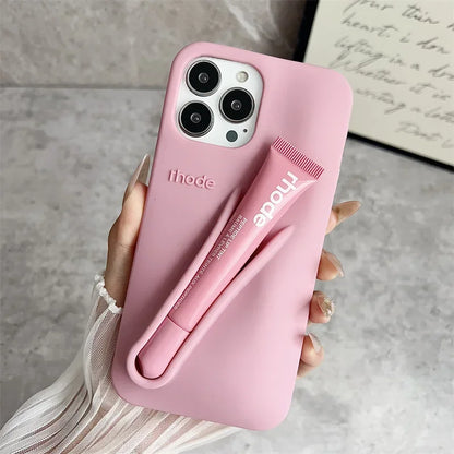 Fashion Limited Edition Lemontini Lip Gloss Phone Case for IPhone 17 11 12 13 14 15 16 Pro Max Plus Lipstick Holder Soft Cover