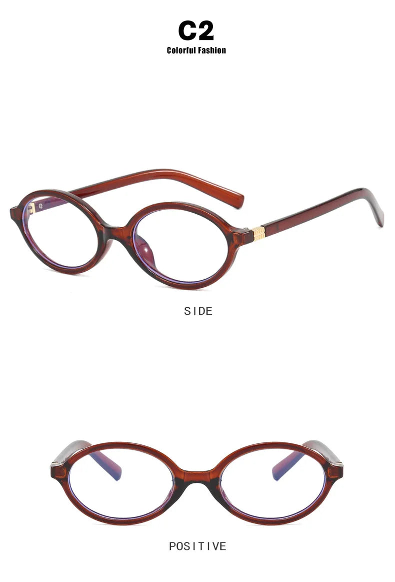 Vintage Oval Sunglasses NEW Women Luxury Brand Designer Small Oval Anti Blue Light Glasses Retro Fashion Men Leopard Eyegalsses