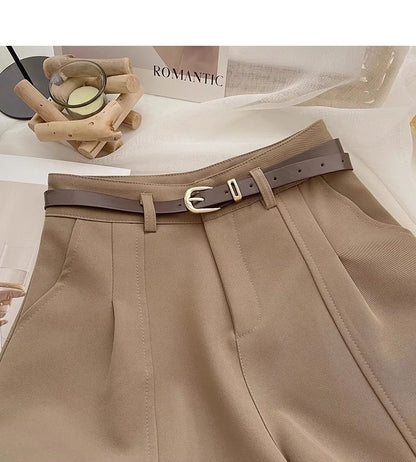 Casual Women A-Line Shorts Fashion Office Lady Commute Vintage Solid High Waist Short Pants Casual Streetwear Summer Trousers