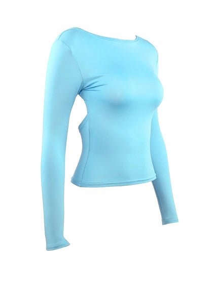 O-Neck Sexy Backless Simple Crop Top