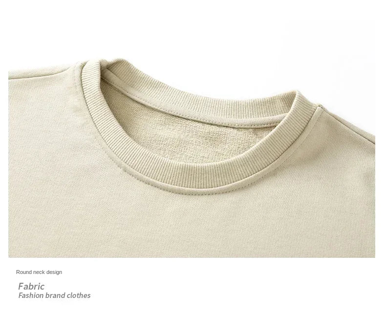 2024 Spring Autumn New Men Casual Sweatshirts Harajuku Loose Streetwear Tops O Neck Pullover Hoody Solid Mens Sweatshirts M-3XL