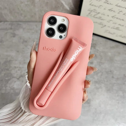 Fashion Limited Edition Lemontini Lip Gloss Phone Case for IPhone 17 11 12 13 14 15 16 Pro Max Plus Lipstick Holder Soft Cover