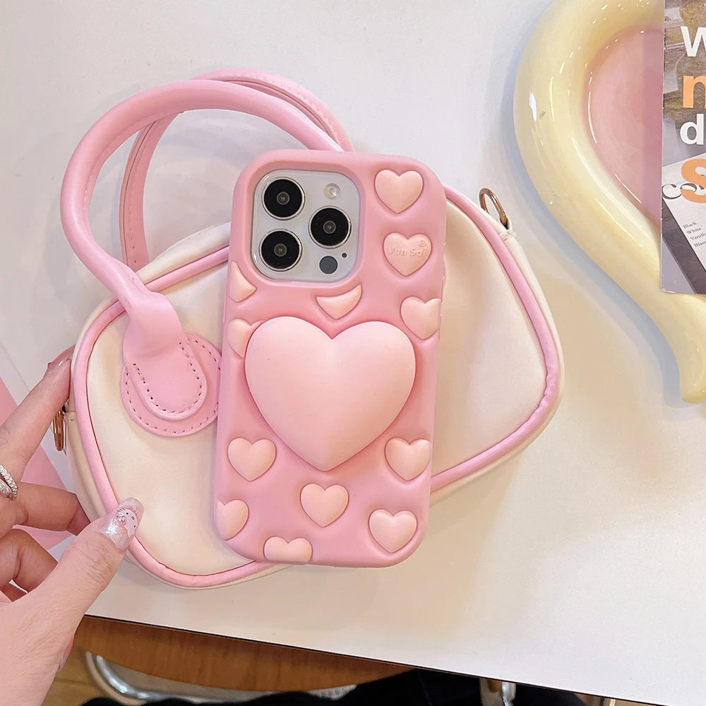 Kawaii Lovely Relieve Stress Phone Case For iPhone 16 15 14 13 12 Pro Max Cute 3D Shock Proof Soft Silicone Back Cover Capas