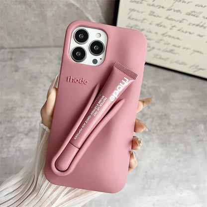Fashion Limited Edition Lemontini Lip Gloss Phone Case for IPhone 17 11 12 13 14 15 16 Pro Max Plus Lipstick Holder Soft Cover