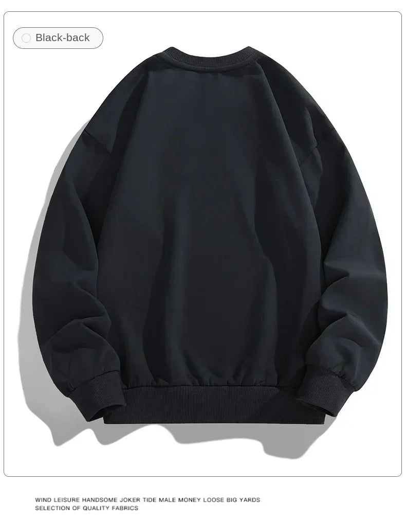 2024 Spring Autumn New Men Casual Sweatshirts Harajuku Loose Streetwear Tops O Neck Pullover Hoody Solid Mens Sweatshirts M-3XL