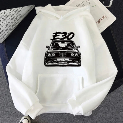 E30 Men's Hooded Sweatshirt Round Neck Warm Sweatshirt Hip Hop Print Cartoon Pocket Street Autumn/Winter