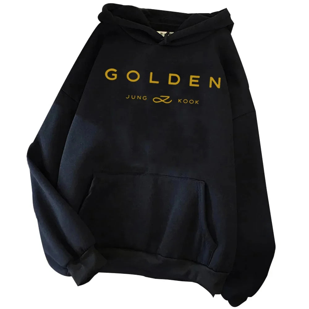 2024 Hot Jungkook Kpop Hoodie Vintage Sweatshirt Sudaderas Winter Warm Golden Album Merch Unisex Hoodies Man Woman