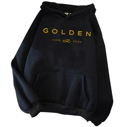2024 Hot Jungkook Kpop Hoodie Vintage Sweatshirt Sudaderas Winter Warm Golden Album Merch Unisex Hoodies Man Woman