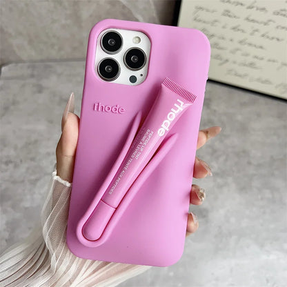 Fashion Limited Edition Lemontini Lip Gloss Phone Case for IPhone 17 11 12 13 14 15 16 Pro Max Plus Lipstick Holder Soft Cover