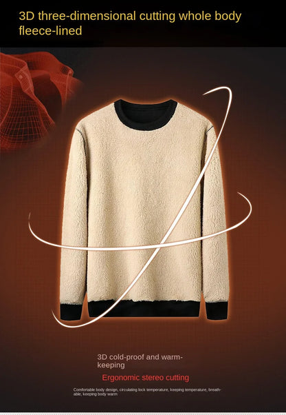 Autumn And Winter Warm Polar Fleece Pullover Men And Women Thickened Lamb Velvet Round Neck Casual Daily Life Sportswear