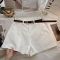 Casual Women A-Line Shorts Fashion Office Lady Commute Vintage Solid High Waist Short Pants Casual Streetwear Summer Trousers