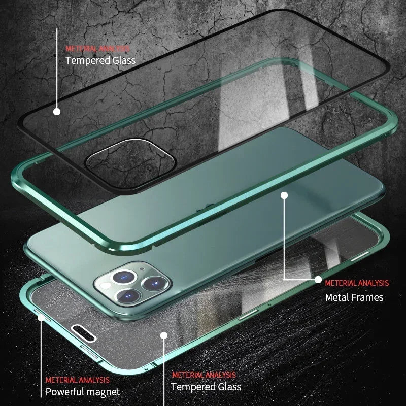 Anti-Peeping Privacy Protection Magnetic Case For iPhone 17 16e 16 15 11 14 12 13 Pro XS Max XR SE2 X 8 Double Glass Metal Cover
