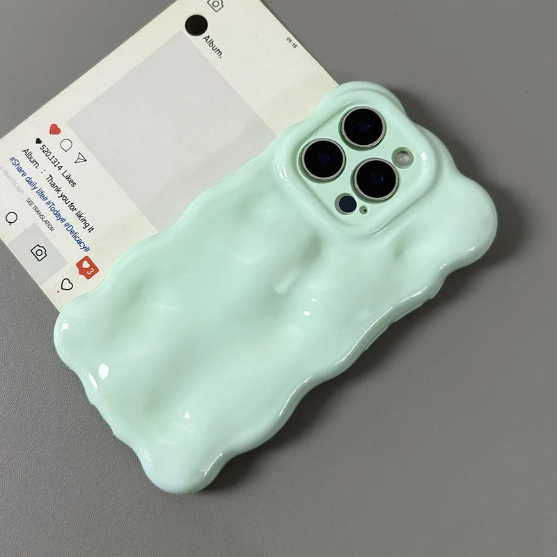 Candy Color Glossy 3D Meteorite Pattern For iPhone 16 Pro Max 17 Air 15 Plus 13 14 12 11 Shockproof Back Cover