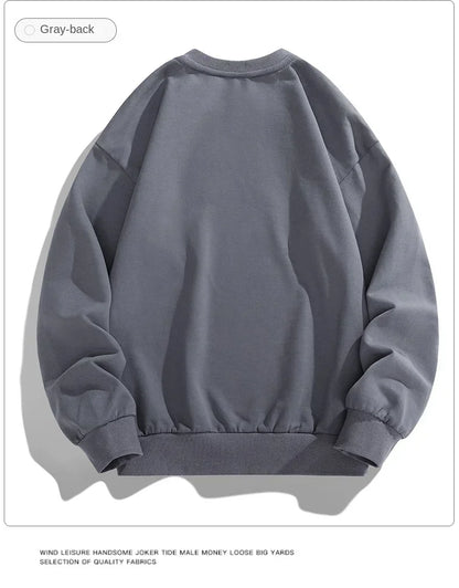 2024 Spring Autumn New Men Casual Sweatshirts Harajuku Loose Streetwear Tops O Neck Pullover Hoody Solid Mens Sweatshirts M-3XL