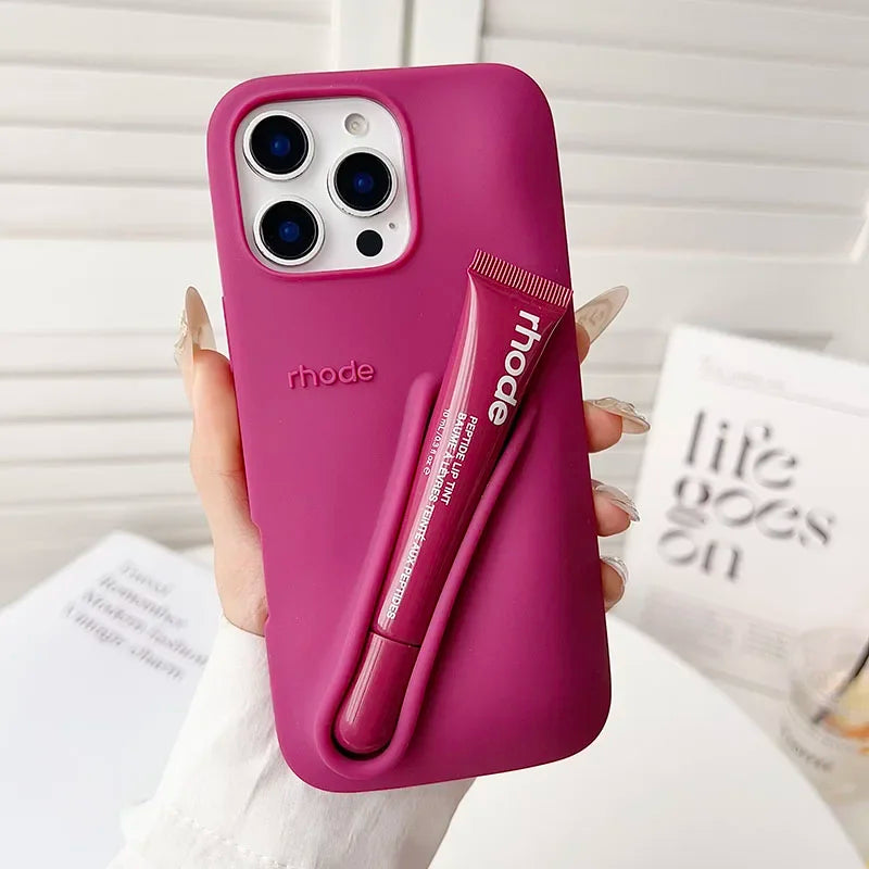 Fashion Limited Edition Lemontini Lip Gloss Phone Case for IPhone 17 11 12 13 14 15 16 Pro Max Plus Lipstick Holder Soft Cover