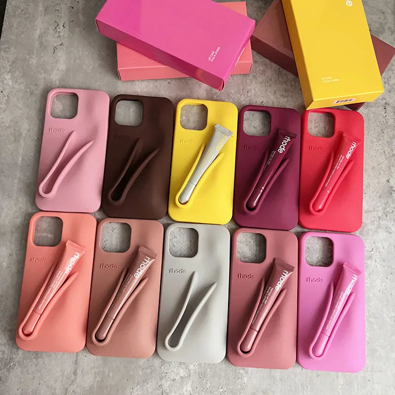 Fashion Limited Edition Lemontini Lip Gloss Phone Case for IPhone 17 11 12 13 14 15 16 Pro Max Plus Lipstick Holder Soft Cover