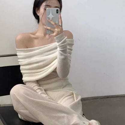 Gentle Temperament Long Sleeve Knitted Sweater