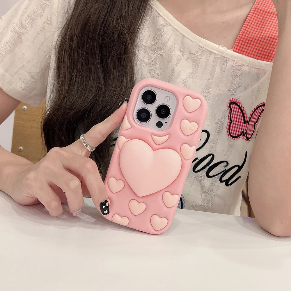 Kawaii Lovely Relieve Stress Phone Case For iPhone 16 15 14 13 12 Pro Max Cute 3D Shock Proof Soft Silicone Back Cover Capas