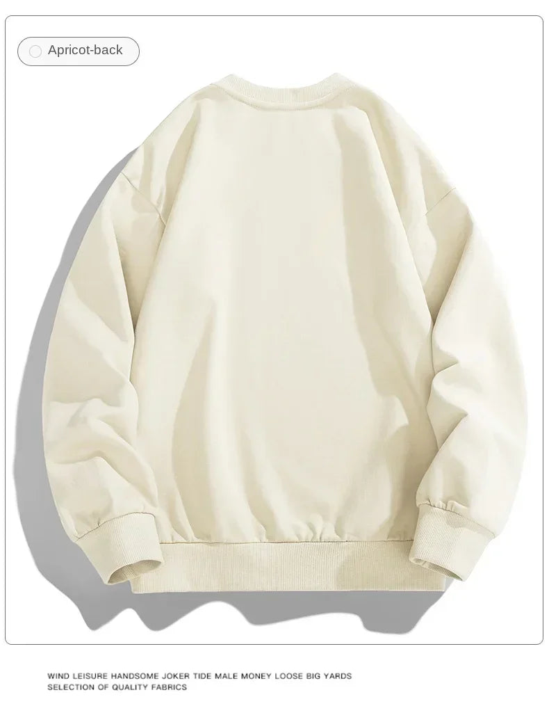 2024 Spring Autumn New Men Casual Sweatshirts Harajuku Loose Streetwear Tops O Neck Pullover Hoody Solid Mens Sweatshirts M-3XL