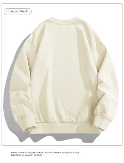 2024 Spring Autumn New Men Casual Sweatshirts Harajuku Loose Streetwear Tops O Neck Pullover Hoody Solid Mens Sweatshirts M-3XL