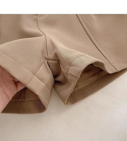 Casual Women A-Line Shorts Fashion Office Lady Commute Vintage Solid High Waist Short Pants Casual Streetwear Summer Trousers