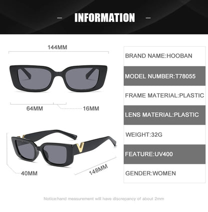 Fashion Cat Eye Sunglasses Luxury V Sun Glasses For Ladies Classic Rectangle Driving Eyewear UV400