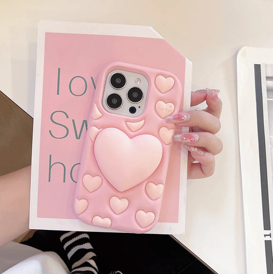 Kawaii Lovely Relieve Stress Phone Case For iPhone 16 15 14 13 12 Pro Max Cute 3D Shock Proof Soft Silicone Back Cover Capas