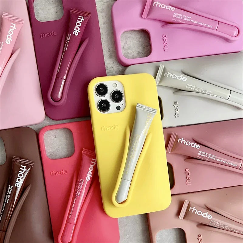 Fashion Limited Edition Lemontini Lip Gloss Phone Case for IPhone 17 11 12 13 14 15 16 Pro Max Plus Lipstick Holder Soft Cover