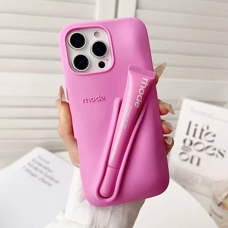 Fashion Limited Edition Lemontini Lip Gloss Phone Case for IPhone 17 11 12 13 14 15 16 Pro Max Plus Lipstick Holder Soft Cover