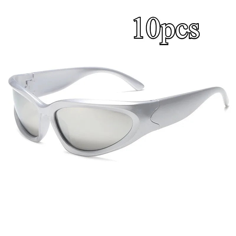 Unisex Y2K Cyberpunk Cool Black Silver Sunglasses for Men Women Stylish Future Science Polarised Lens Cycling Eyewear