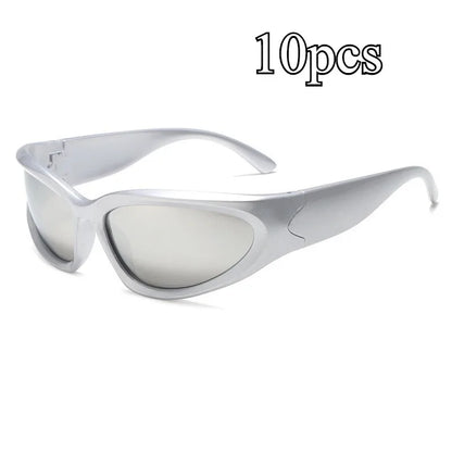 Unisex Y2K Cyberpunk Cool Black Silver Sunglasses for Men Women Stylish Future Science Polarised Lens Cycling Eyewear