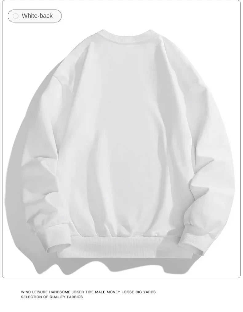 2024 Spring Autumn New Men Casual Sweatshirts Harajuku Loose Streetwear Tops O Neck Pullover Hoody Solid Mens Sweatshirts M-3XL