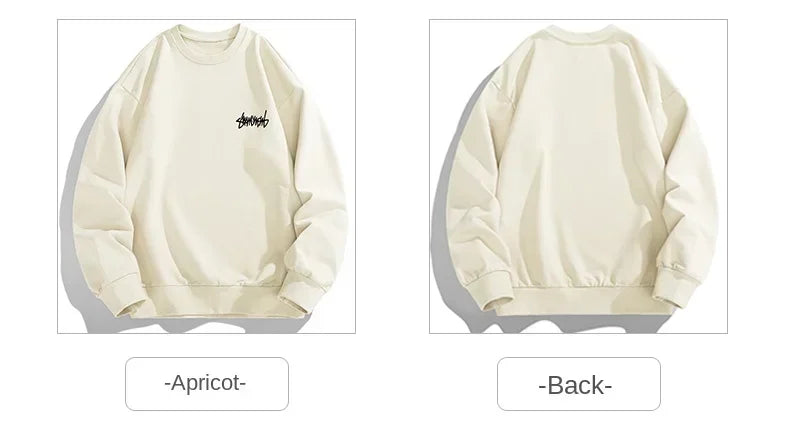 2024 Spring Autumn New Men Casual Sweatshirts Harajuku Loose Streetwear Tops O Neck Pullover Hoody Solid Mens Sweatshirts M-3XL