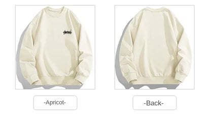 2024 Spring Autumn New Men Casual Sweatshirts Harajuku Loose Streetwear Tops O Neck Pullover Hoody Solid Mens Sweatshirts M-3XL