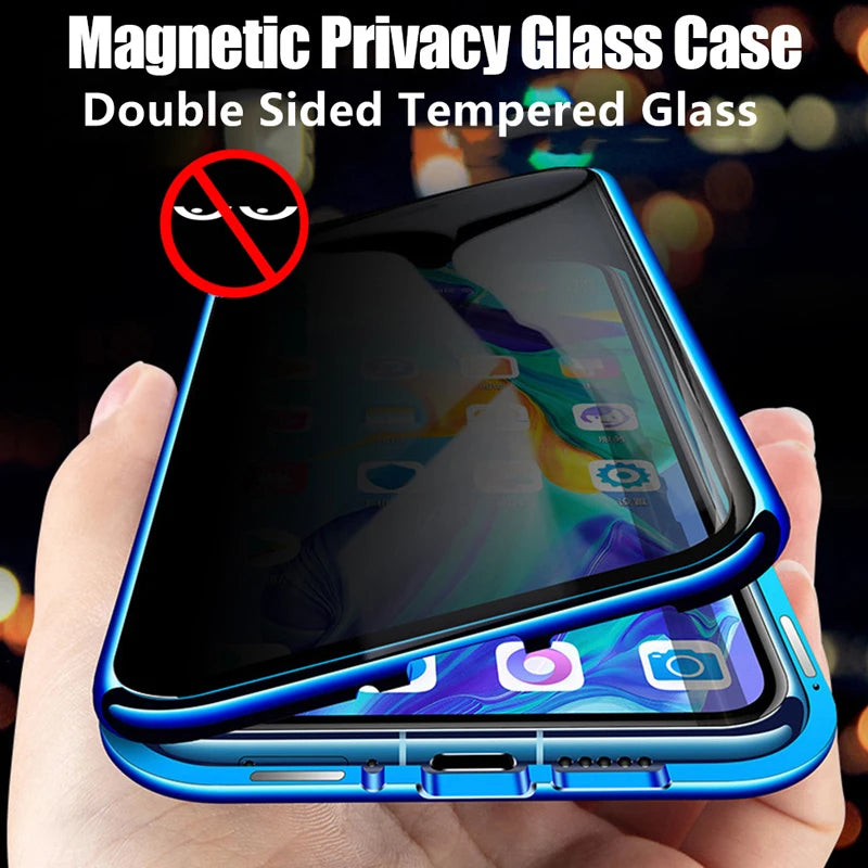 Anti-Peeping Privacy Protection Magnetic Case For iPhone 17 16e 16 15 11 14 12 13 Pro XS Max XR SE2 X 8 Double Glass Metal Cover