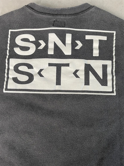 Casual Men Women Cracked Letters Printing Best Quality Saint Sweatshirt Vintage Washed Black Loose Cotton Long Sleeve Pullover