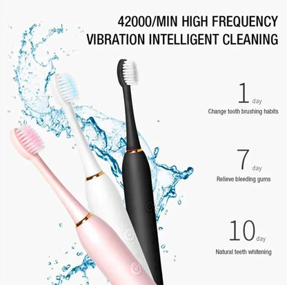 Electric Ultrasonic Toothbrush Six Speed Mode Home Soft Hair USB Charging Waterproof Adult Tooth Cleaner Automatic Couple Set
