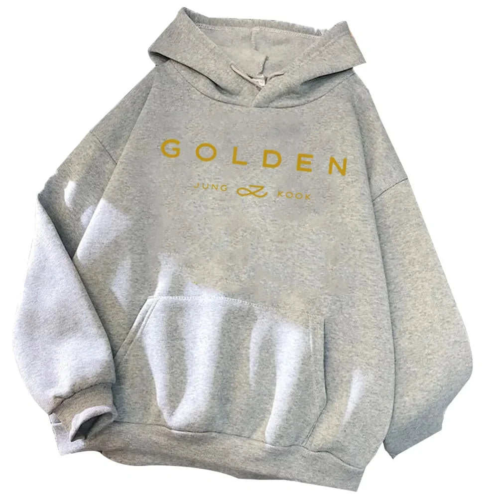 2024 Hot Jungkook Kpop Hoodie Vintage Sweatshirt Sudaderas Winter Warm Golden Album Merch Unisex Hoodies Man Woman