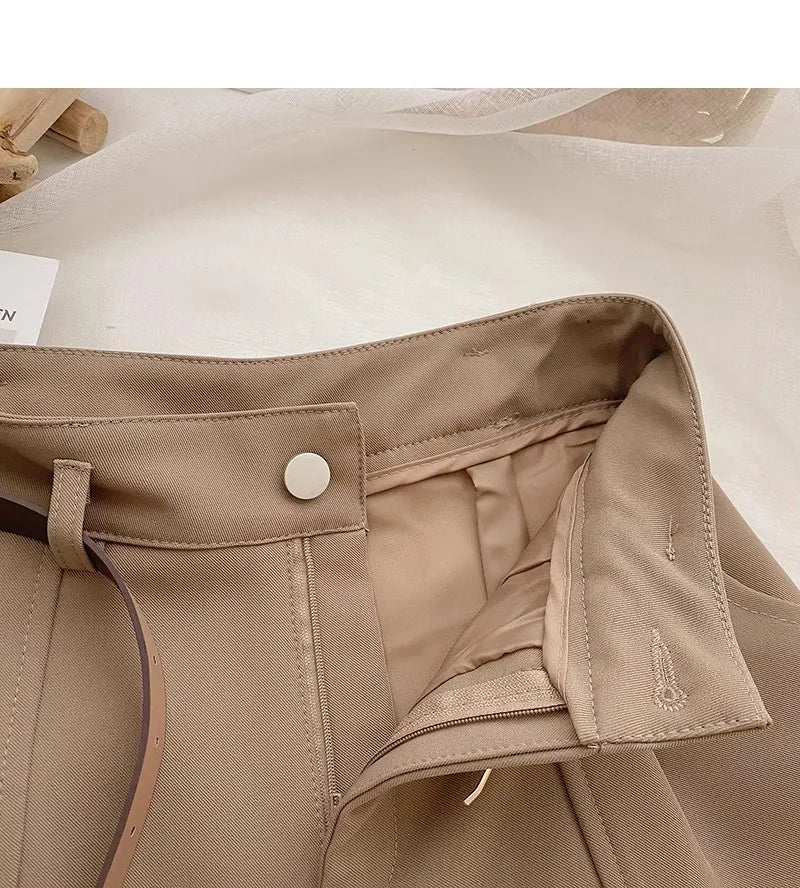 Casual Women A-Line Shorts Fashion Office Lady Commute Vintage Solid High Waist Short Pants Casual Streetwear Summer Trousers