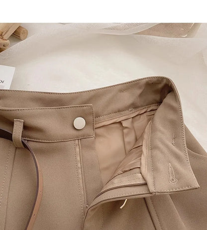 Casual Women A-Line Shorts Fashion Office Lady Commute Vintage Solid High Waist Short Pants Casual Streetwear Summer Trousers