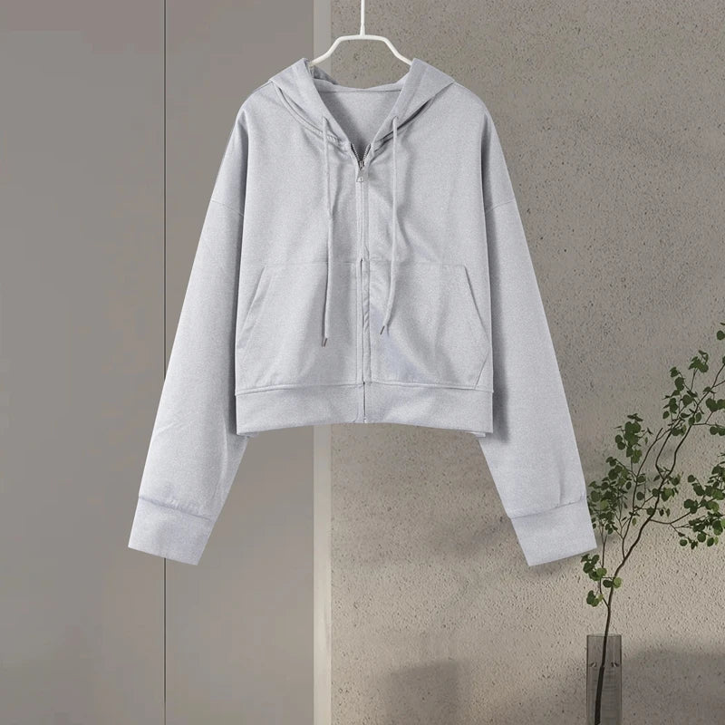 Casual Women's Tracksuit With Hat Zipper Full Sleeve Coat Loose Pants Solid Two Pieces Female Sets 2025 Autumn Sport Lady Suit