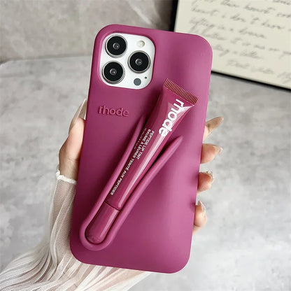 Fashion Limited Edition Lemontini Lip Gloss Phone Case for IPhone 17 11 12 13 14 15 16 Pro Max Plus Lipstick Holder Soft Cover