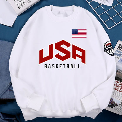 USA Basketballer Printed Street Casual Hoody Men Women Hip Hop Oversized Clothing Loose Warm Fleece Sweatshirts Couple Hoodies