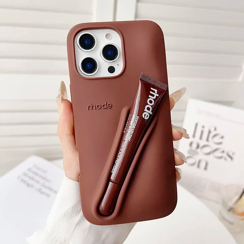 Fashion Limited Edition Lemontini Lip Gloss Phone Case for IPhone 17 11 12 13 14 15 16 Pro Max Plus Lipstick Holder Soft Cover