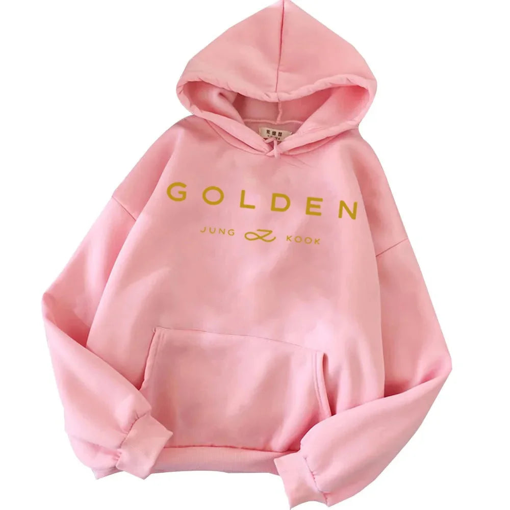 2024 Hot Jungkook Kpop Hoodie Vintage Sweatshirt Sudaderas Winter Warm Golden Album Merch Unisex Hoodies Man Woman