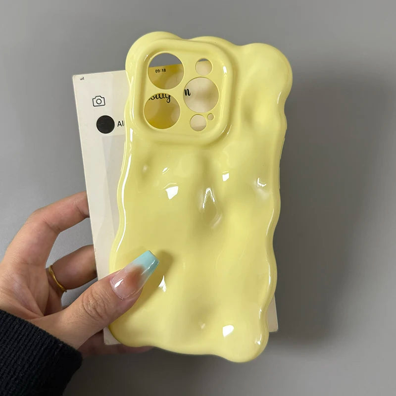 Candy Color Glossy 3D Meteorite Pattern For iPhone 16 Pro Max 17 Air 15 Plus 13 14 12 11 Shockproof Back Cover