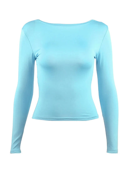 O-Neck Sexy Backless Simple Crop Top