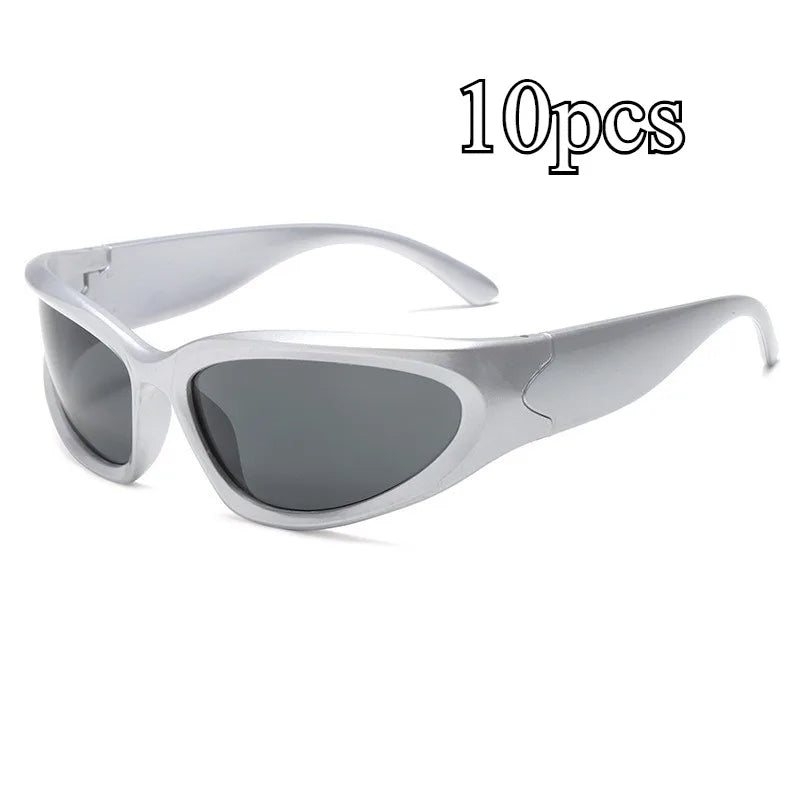 Unisex Y2K Cyberpunk Cool Black Silver Sunglasses for Men Women Stylish Future Science Polarised Lens Cycling Eyewear