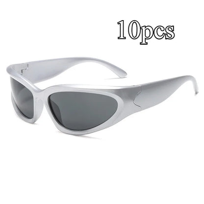 Unisex Y2K Cyberpunk Cool Black Silver Sunglasses for Men Women Stylish Future Science Polarised Lens Cycling Eyewear
