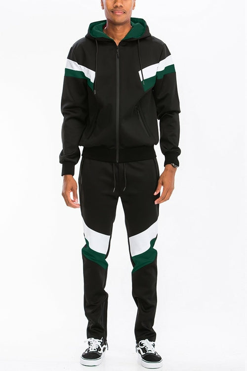Chevron Track Set Co Ord 2 Pc Track Jacket and Pant Set